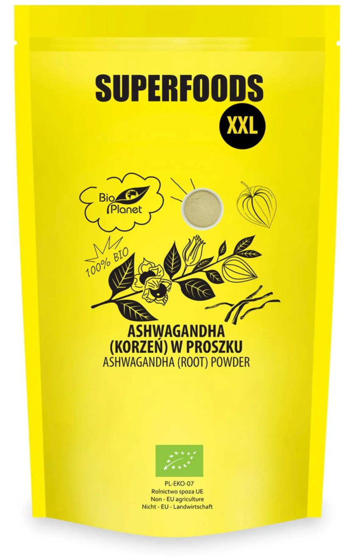 Ashwagandha (korzeń) w proszku BIO 500g Bio Planet