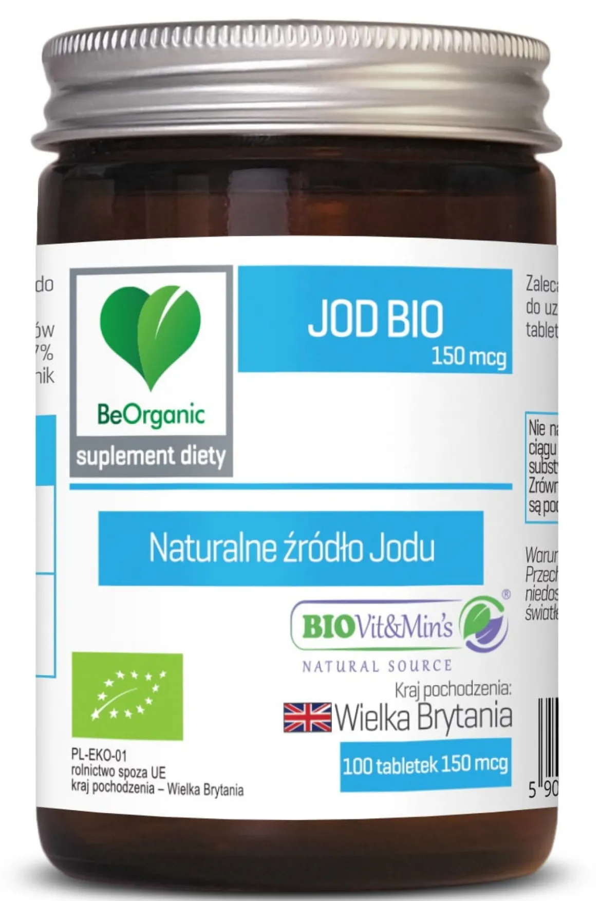BeOrganic Jod 150 mcg 100 tabletek Aliness