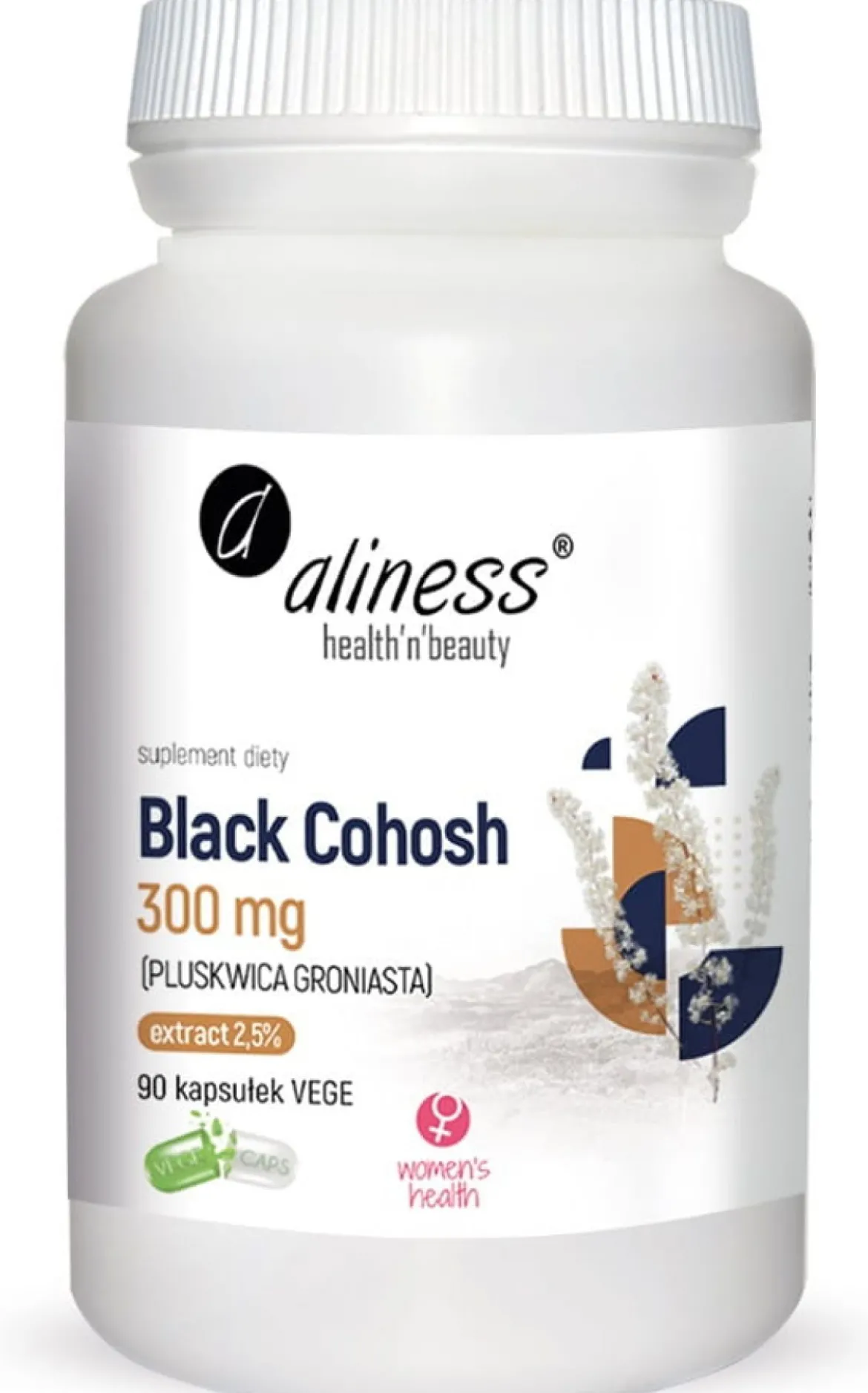 Black Cohosh 300mg (Pluskwica Groniasta) x 90vege caps Aliness