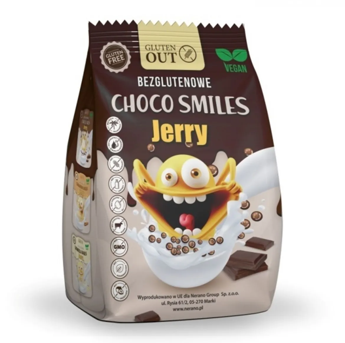 Chrupki Zbożowe Kakaowe Smiles Bezglutenowe 375g Jerry Gluten Out