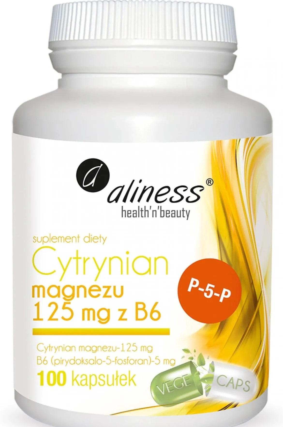 Cytrynian magnezu 125mg z B6 100 kaps Aliness
