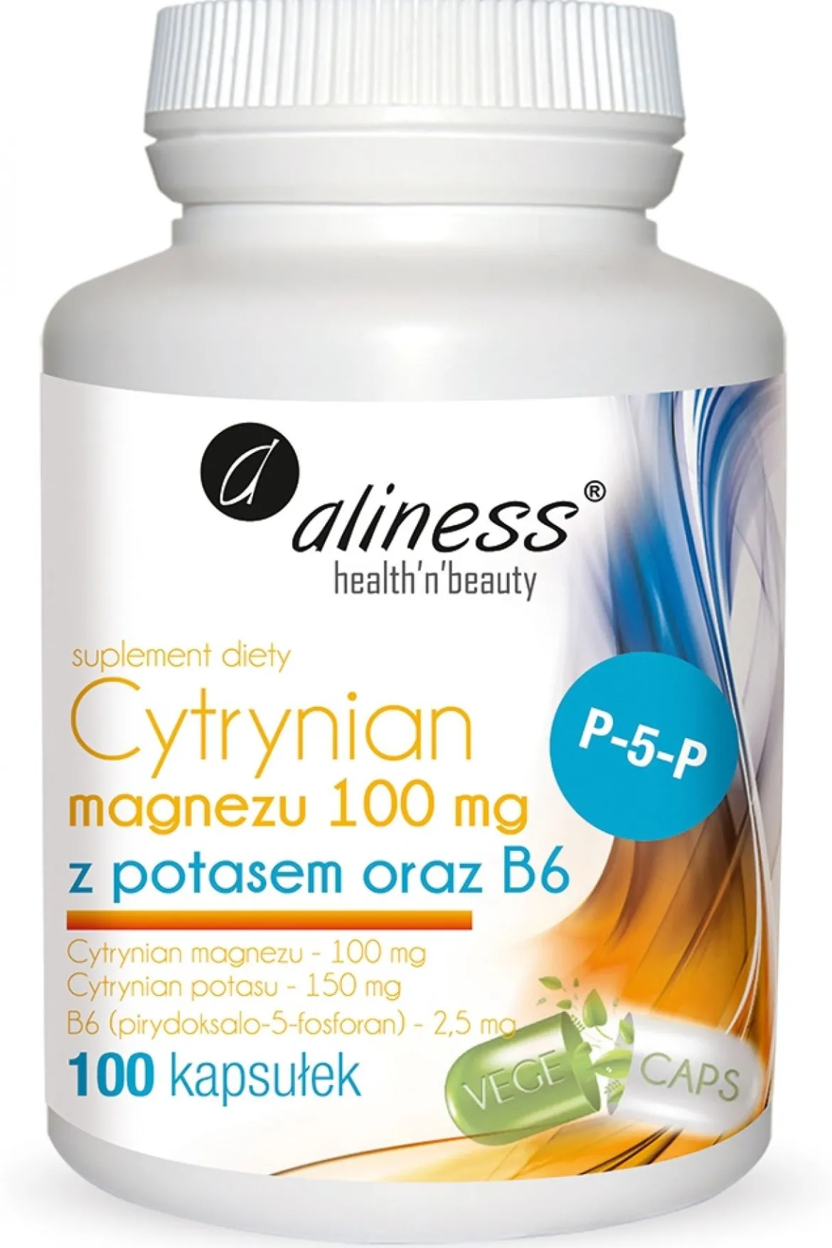 Cytrynian magnezu z potasem oraz B6 100 kaps Aliness