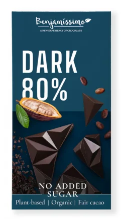 Czekolada Gorzka 80% Bez Dodatku Cukrów Bezglutenowa BIO 60g Benjamissimo