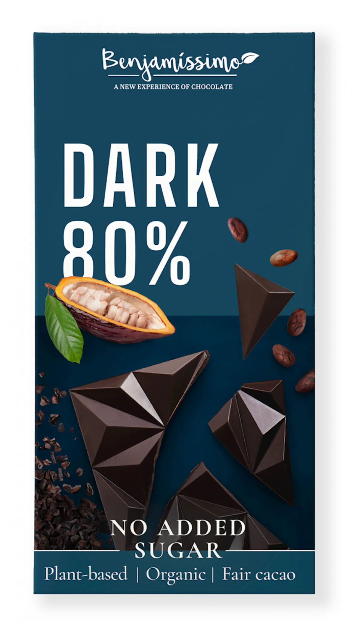 Czekolada Gorzka 80% Bez Dodatku Cukrów Bezglutenowa BIO 60g Benjamissimo