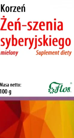 Żeń-szeń syberyjski korzeń mielony 100g Flos