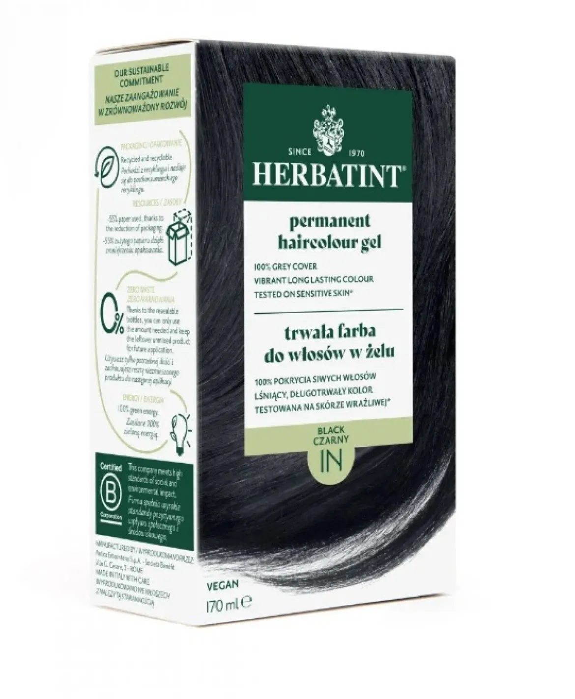 Farba do włosów 1N Czarny Herbatint