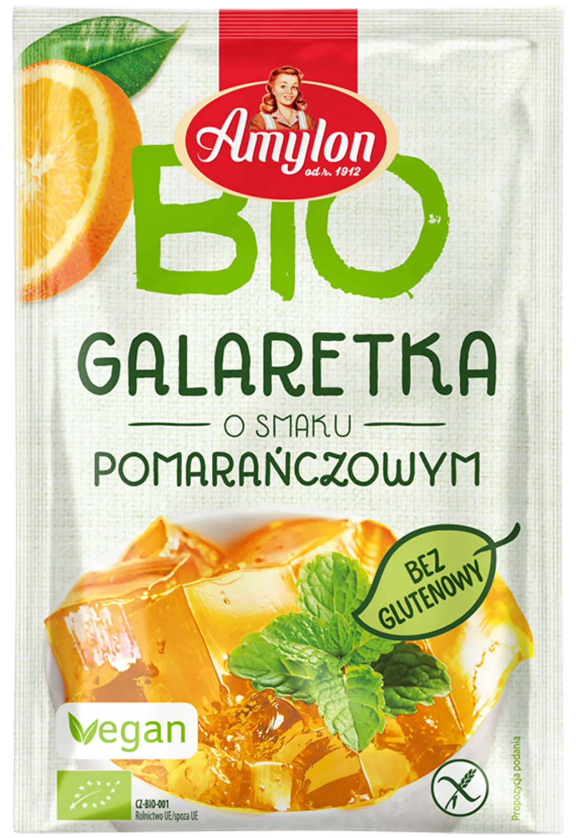 Galaretka z Agarem o Smaku Pomarańczowym Bezglutenowa BIO 40g Amylon