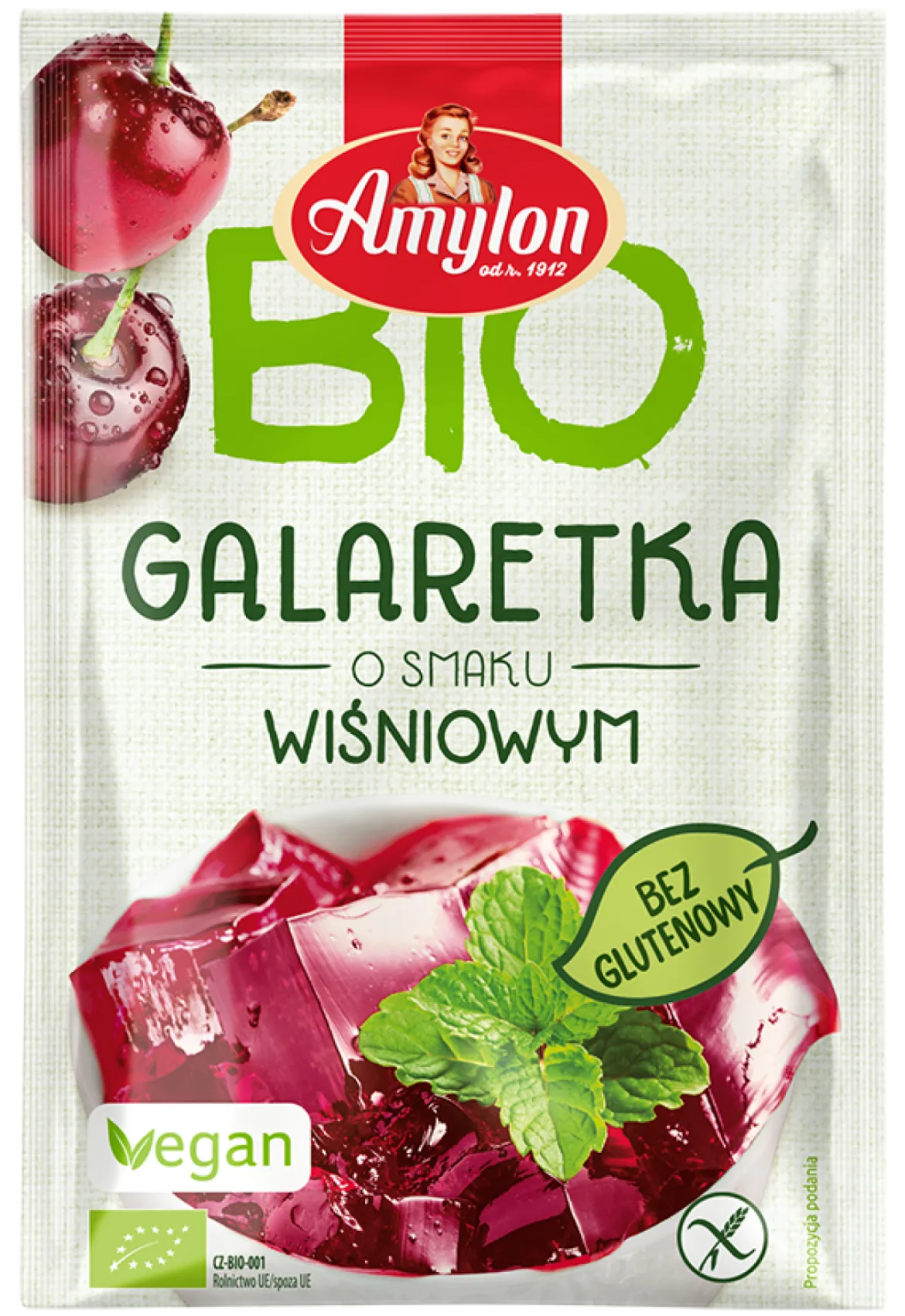 Galaretka z Agarem o Smaku Wiśniowym Bezglutenowa BIO 40g Amylon