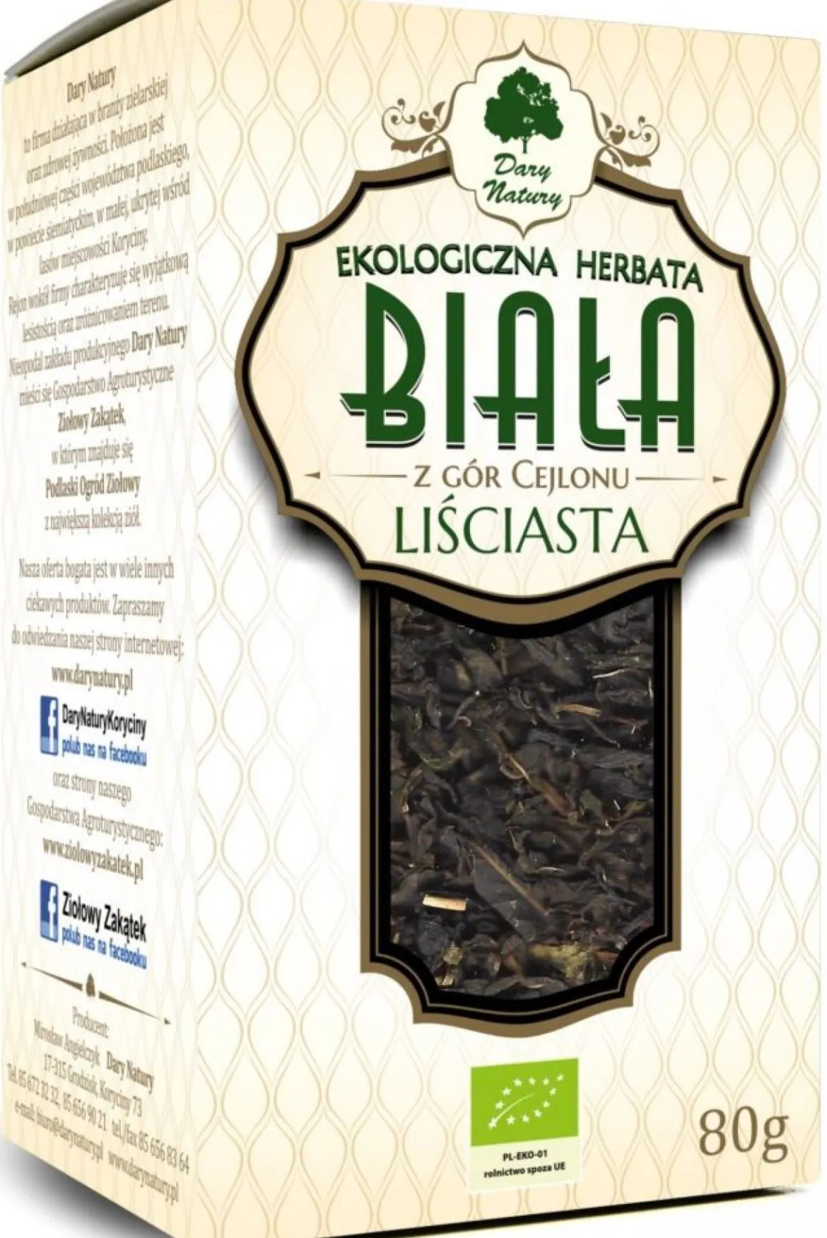 Herbata Biała liściasta EKO 80g Dary Natury