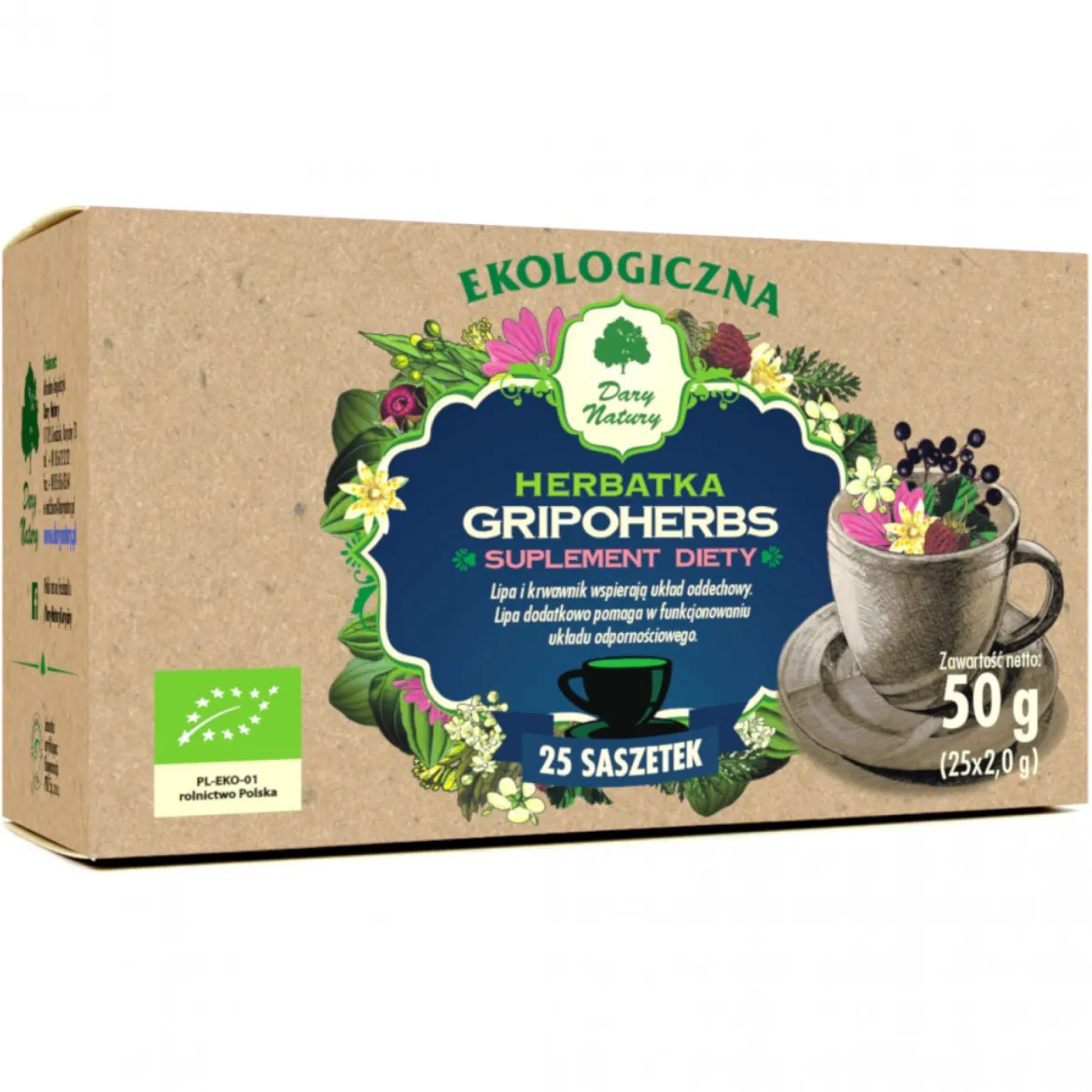 Herbatka Gripoherbs EKO 25x2g Dary Natury