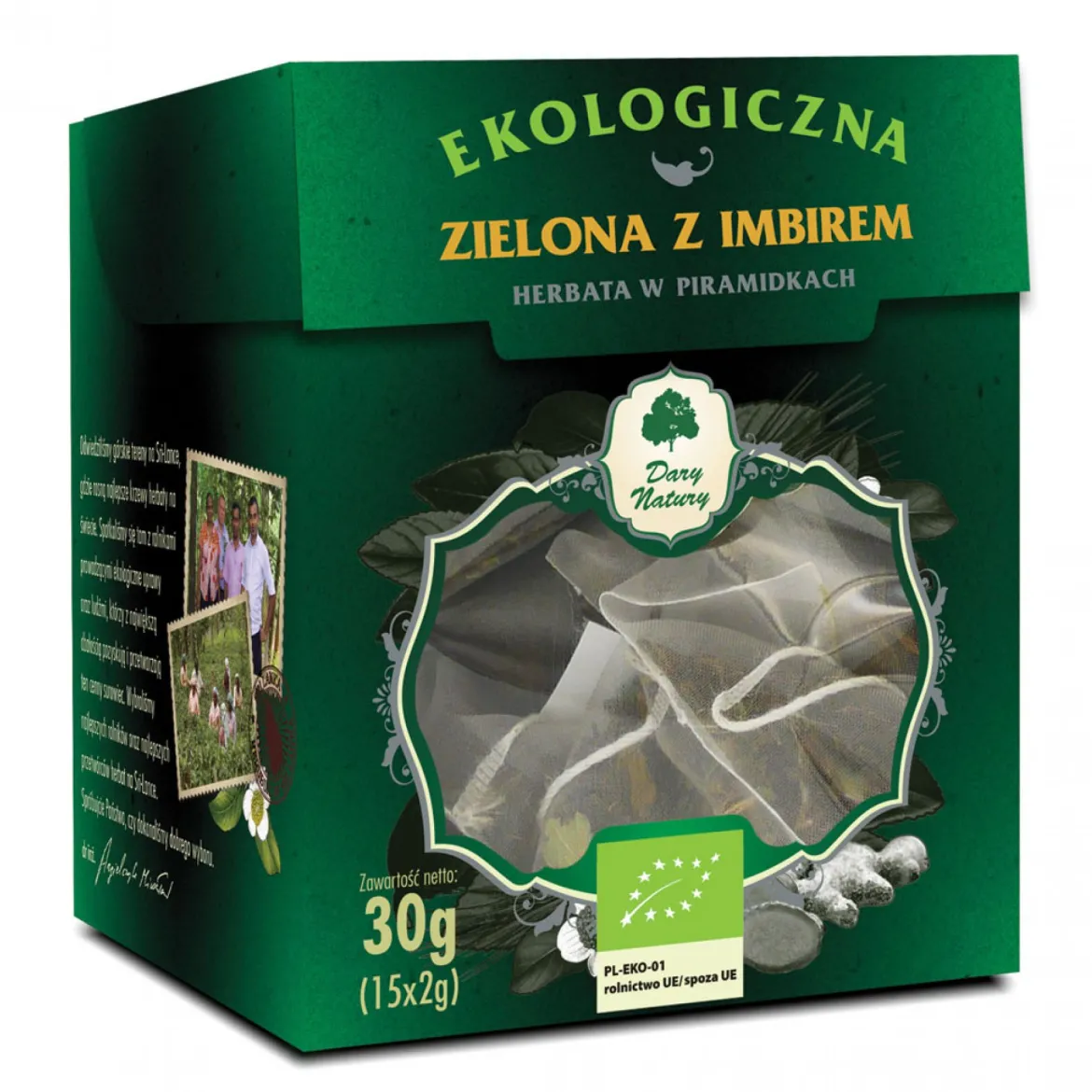 Hetbata Zielona z Imbirem EKO 15x2g w piramidkach Dary Natury
