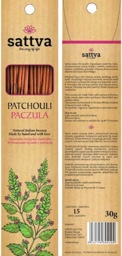 Kadzidło Paczula 30g 15szt Sattva