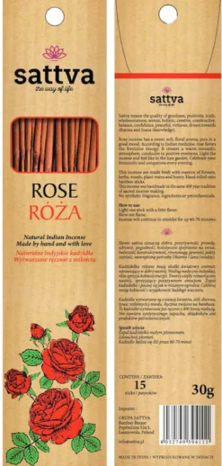 Kadzidło Róża 30g 15szt Sattva