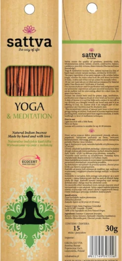 Kadzidło Yoga & Meditation 30g 15szt Sattva