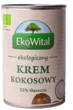 Krem kokosowy 22% tłuszczu ( mleczko kokosowe ) BIO 400ml EkoWital