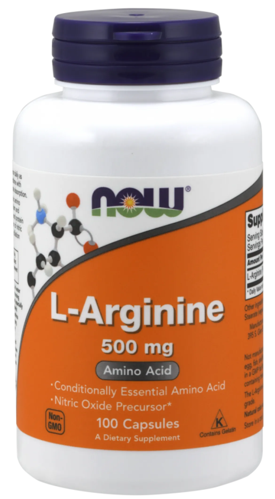 L-Arginine 500mg 100 kapsułek Now Foods