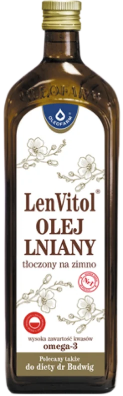 LenVitol - olej lniany tłoczony na zimno 1l Oleofarm