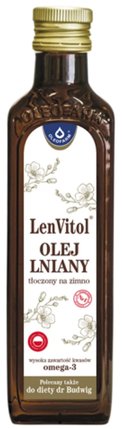 LenVitol - olej lniany tłoczony na zimno 250ml Oleofarm