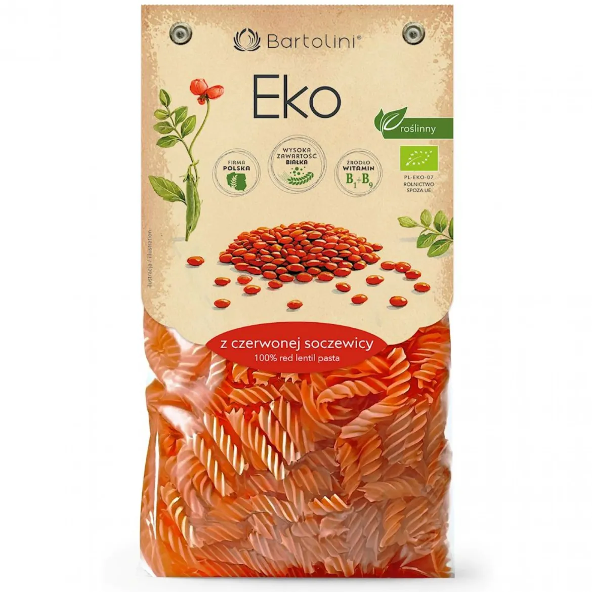 Makaron Proteinowy (z Soczewicy Czerwonej) Świderki BIO 250g Bartolini