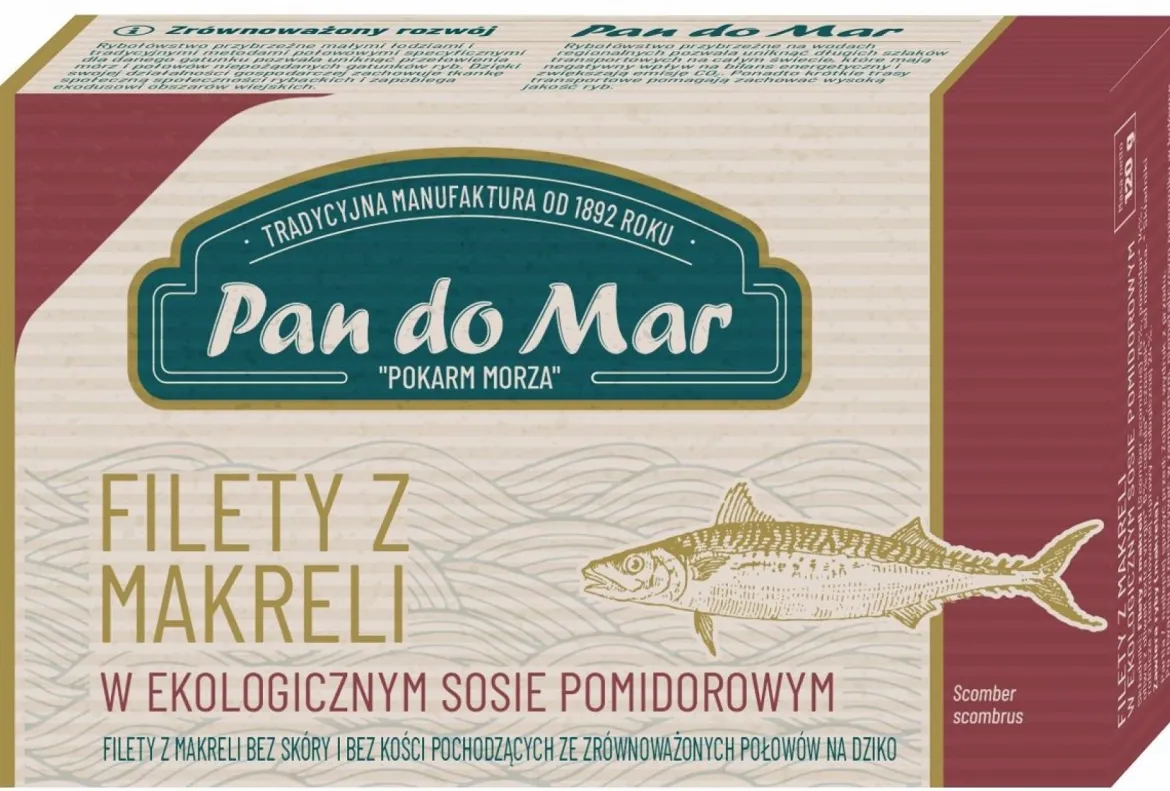 Makrela w BIO sosie pomidorowym 120g Pan do Mar