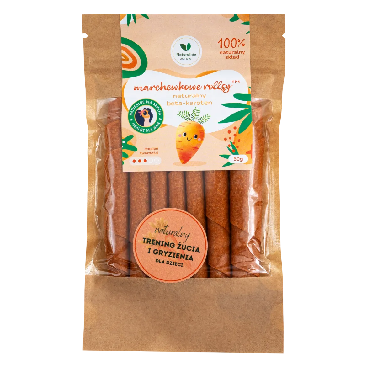 Marchewkowe Rollsy Naturalny Beta-Karoten 50g Naturalnie Zdrowi