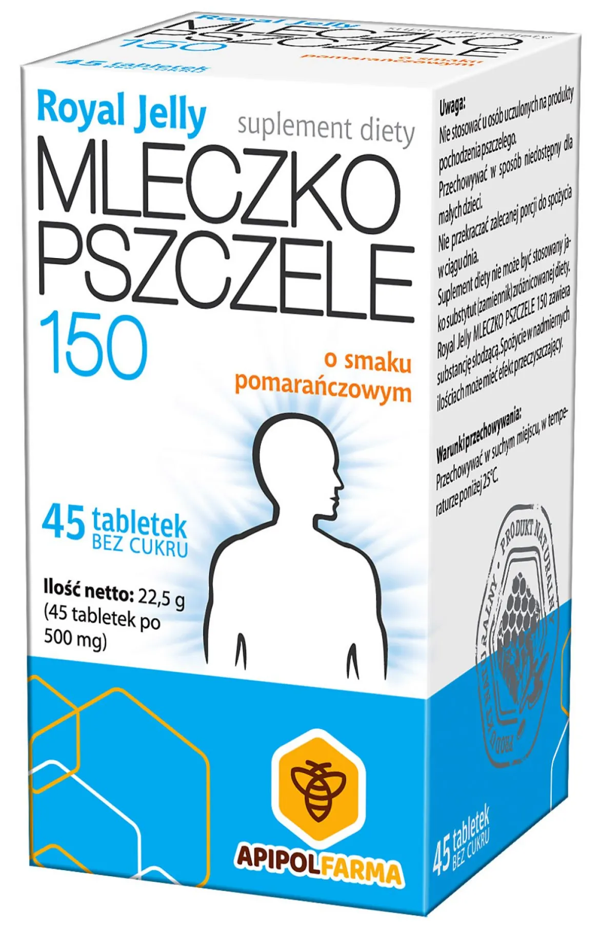 Mleczko Pszczele Royal Jelly 150 45tab.Apipol Farma
