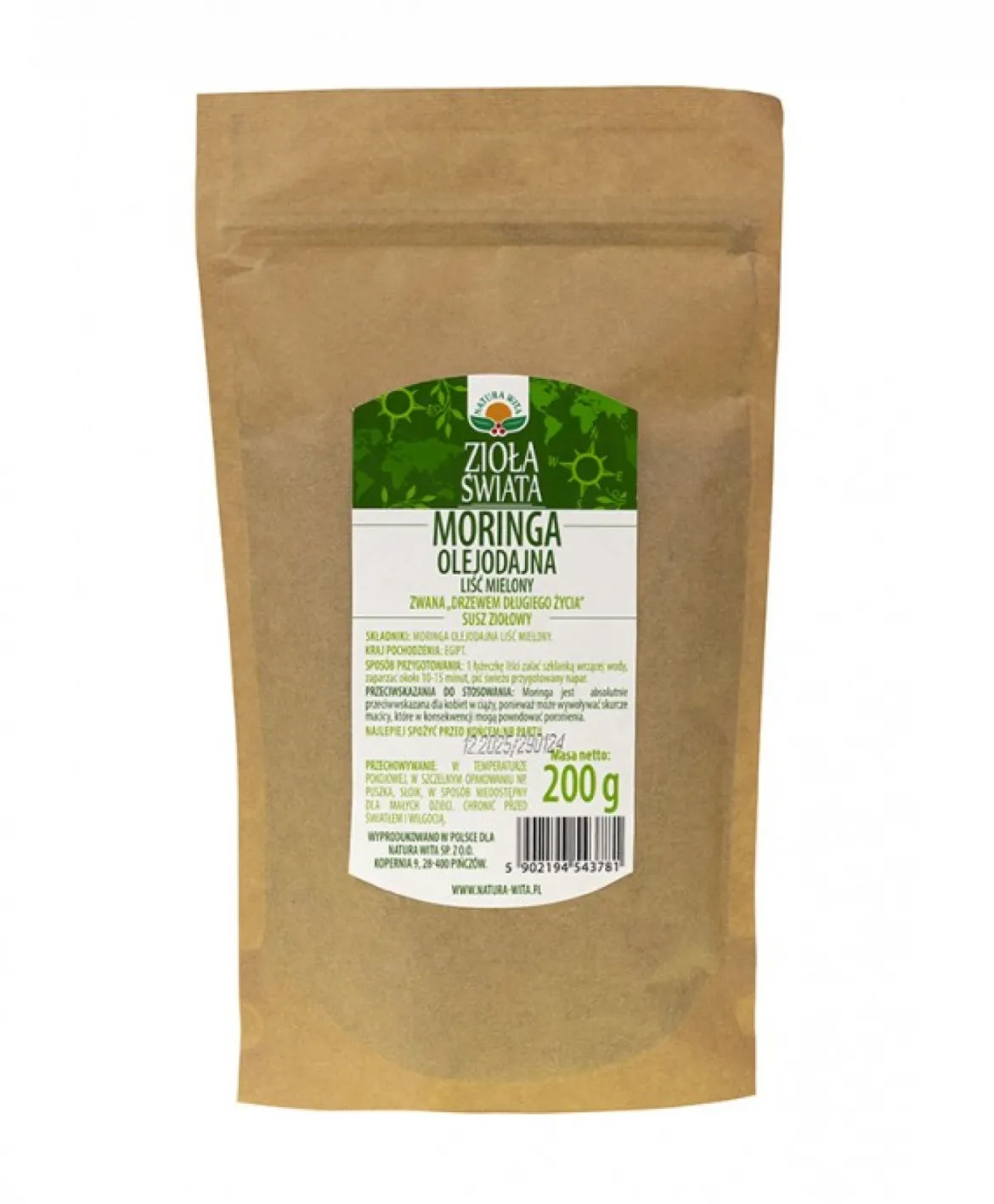 Moringa liść mielony 200g Natura Wita