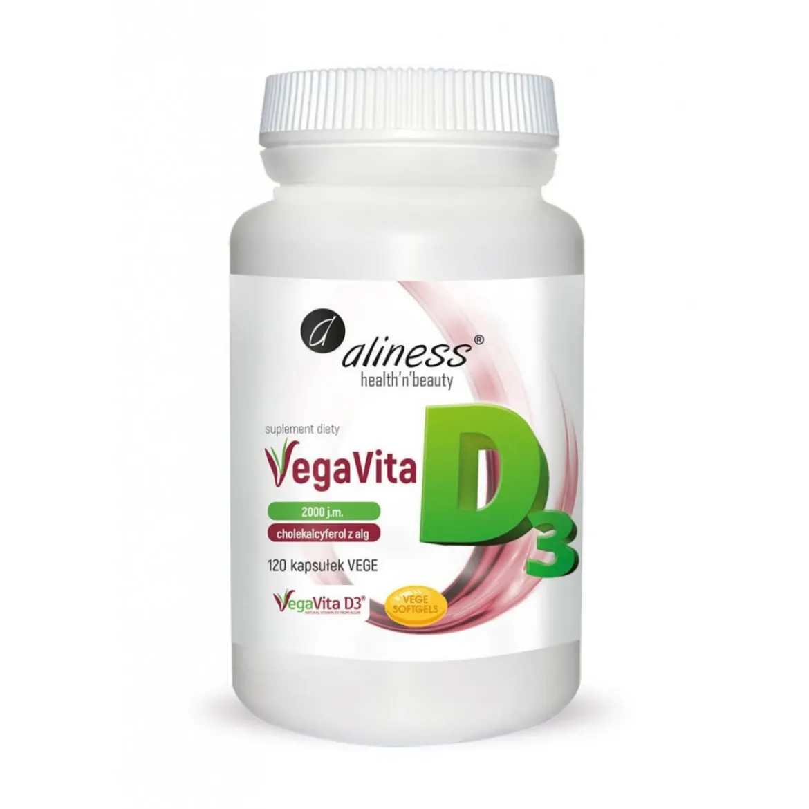 Naturalna witamina D3 z alg VEGAN 2000j.m. x 120vege caps Aliness