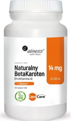 Naturalny BetaKaroten 14mg x 100 tab. vege Aliness