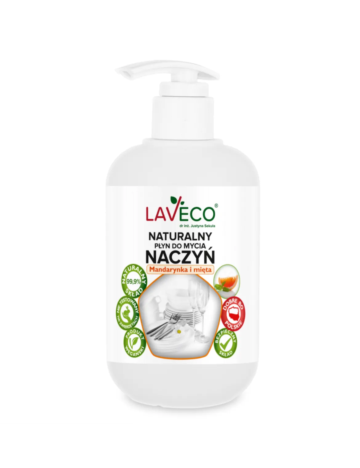 Naturalny Płyn do mycia naczyń Mandarynka i Mięta 500ml Laveco