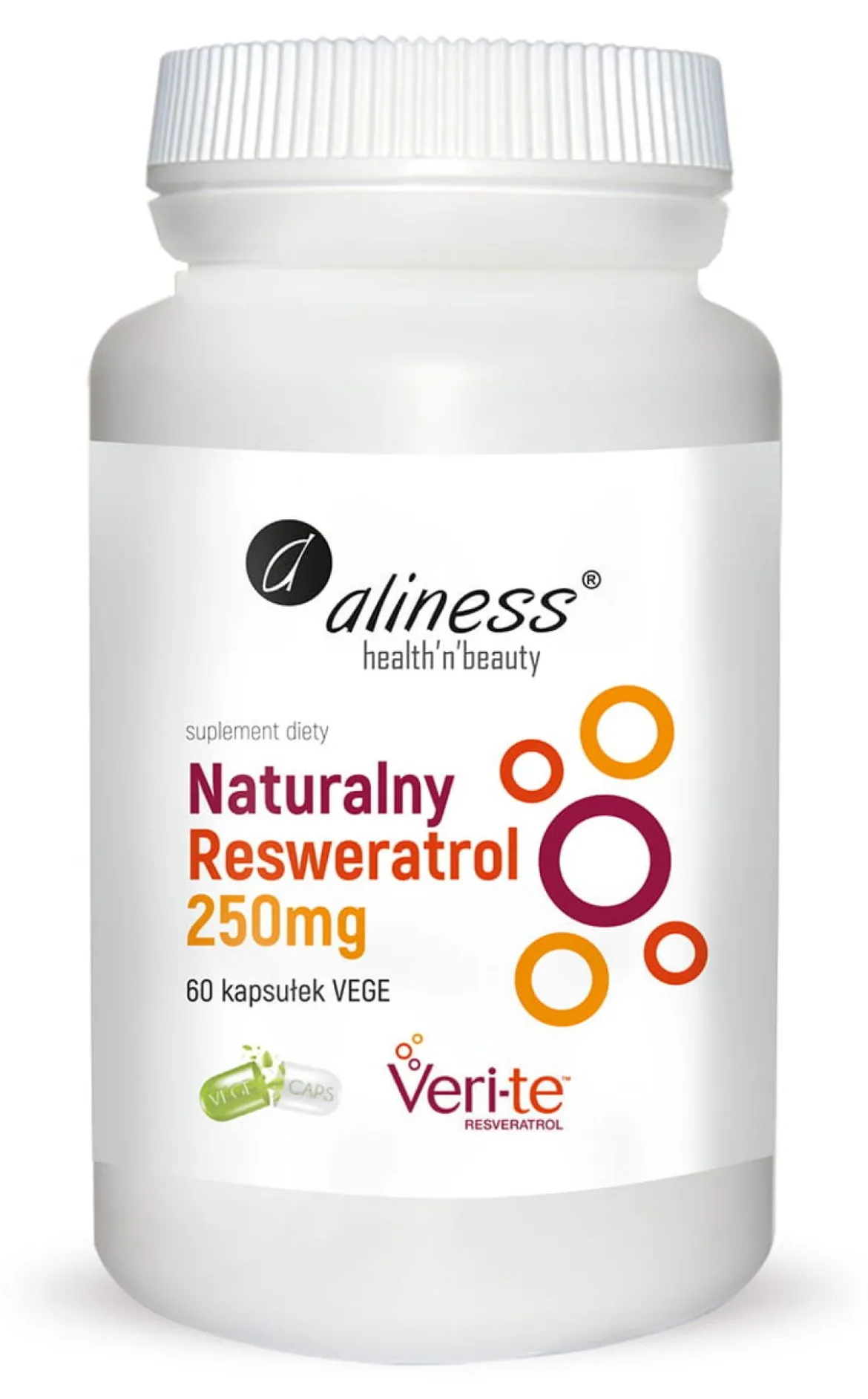 Naturalny Resweratrol Veri-Te 250mg x 60vege caps. Aliness
