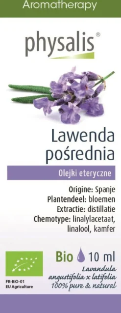 Olejek Eteryczny Lawenda Pośrednia (Lavandin Super) BIO 10ml Physalis