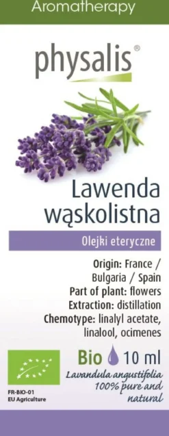 Olejek Eteryczny Lawenda Wąskolistna (Echte Lavendel) BIO 10ml Physalis