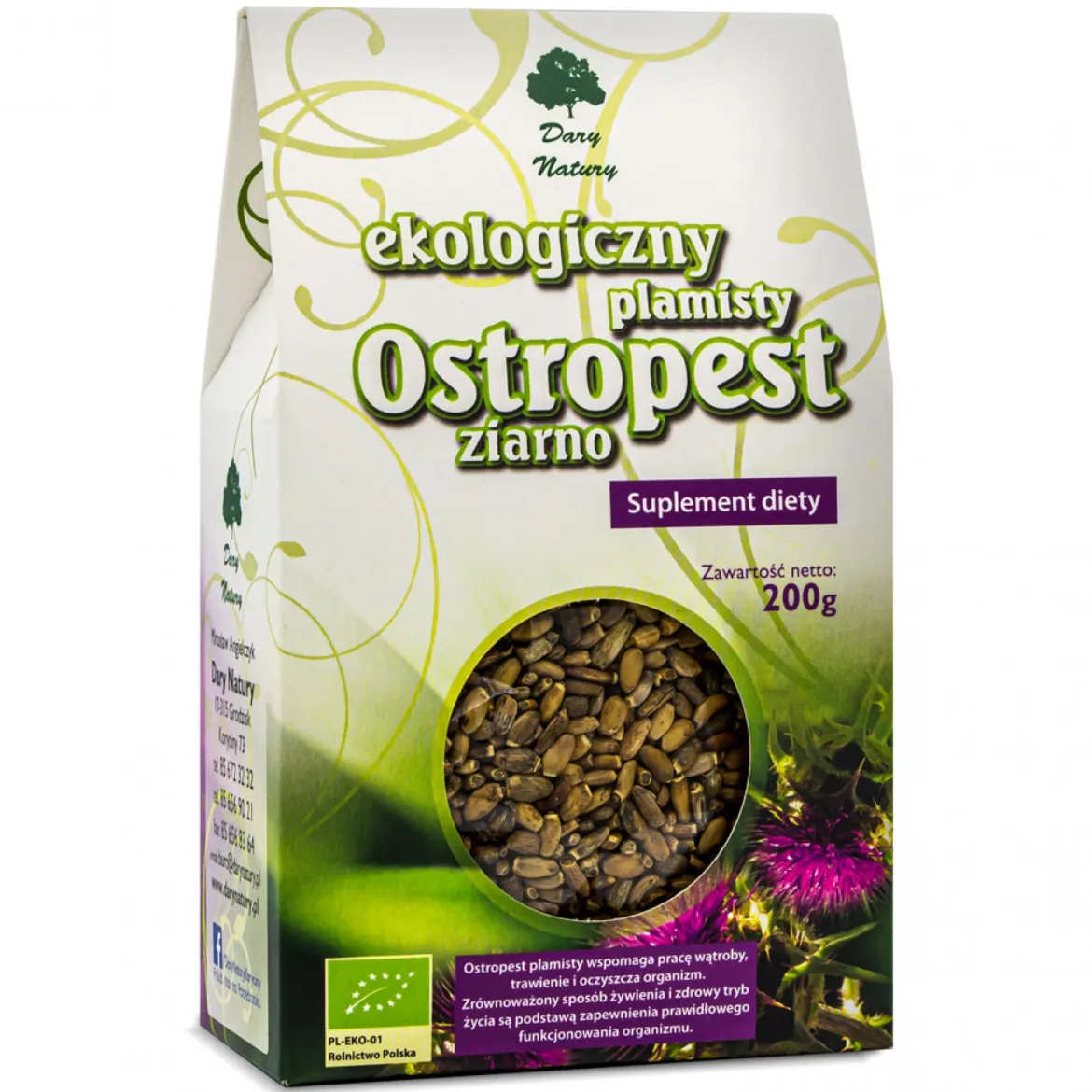 Ostropest plamisty ziarno EKO 200g Dary Natury