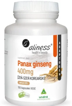 Panax Ginseng (Żeń-Szeń Koreański) 400mg x 100 kapsułek Aliness
