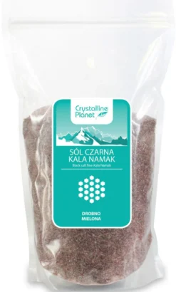 Sól Czarna Kala Namak Drobno Mielona 1kg Crystalline Planet