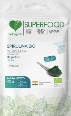 Spirulina w proszku BIO 42g BeOrganic