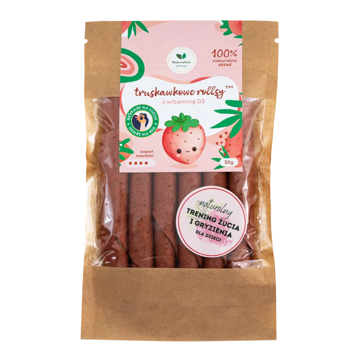 Truskawkowe Rollsy z Witaminą D3 50g Naturalnie Zdrowi