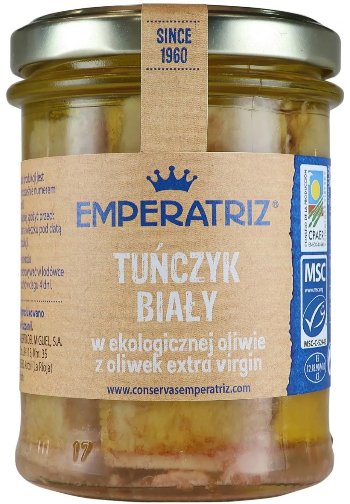 Tuńczyk Biały Filety w Bio Oliwie z Oliwek Extra Virgin 200g/130g Emperatriz