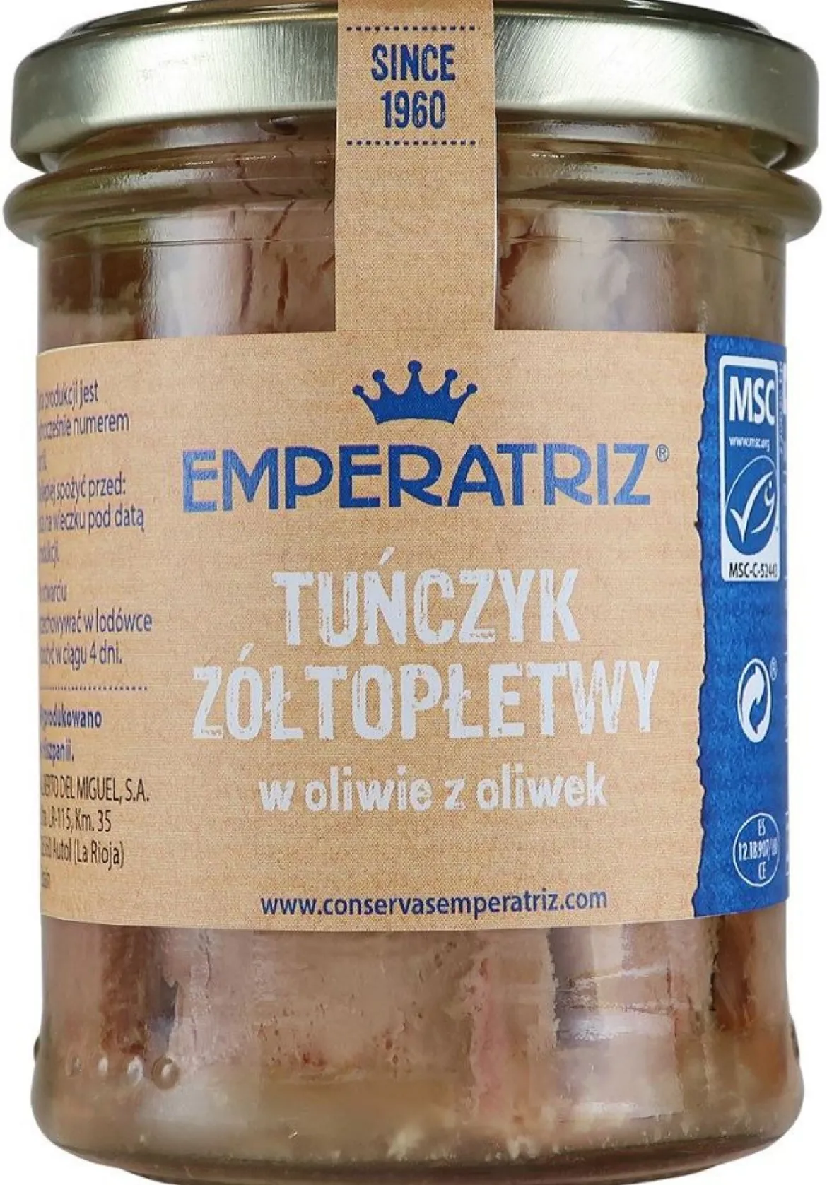 Tuńczyk Żółtopłetwy Filety w Oliwie z Oliwek 200g/130g Emperatriz