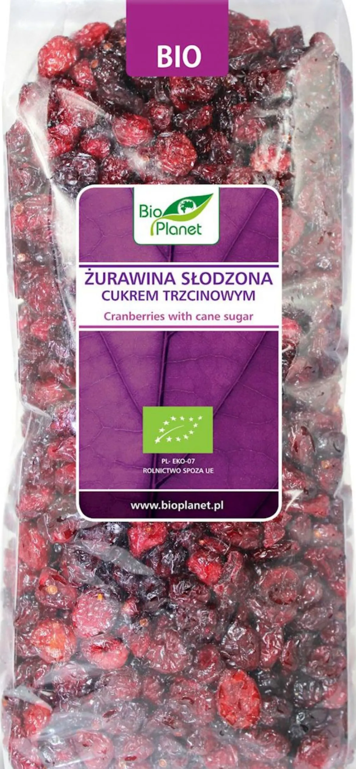Żurawina słodzona cukrem trzcinowym BIO 1kg Bio Planet