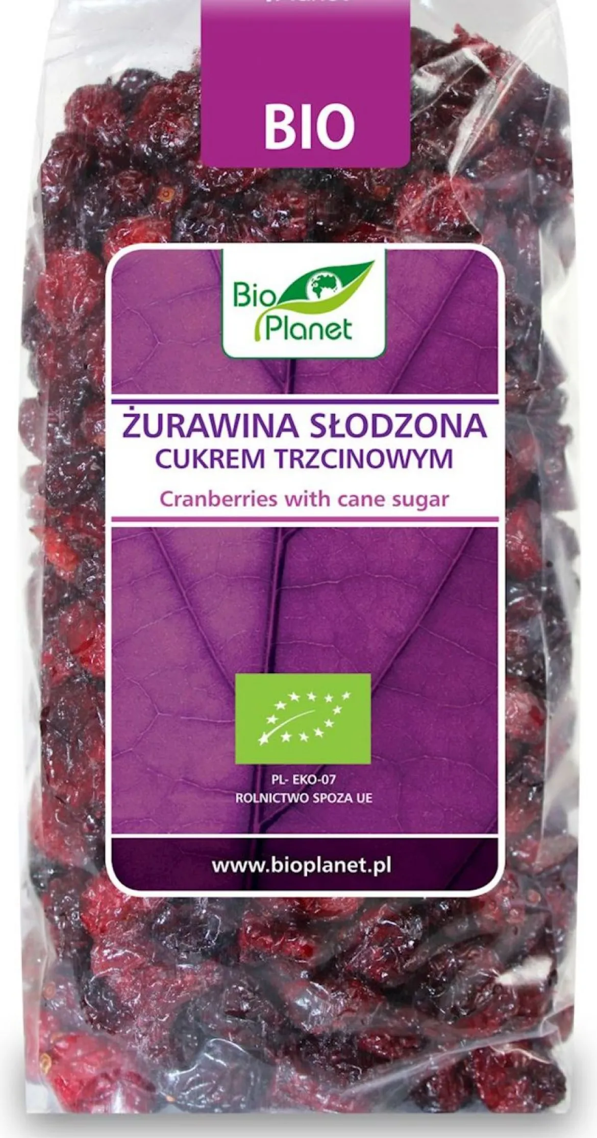 Żurawina słodzona cukrem trzcinowym BIO 400g Bio Planet