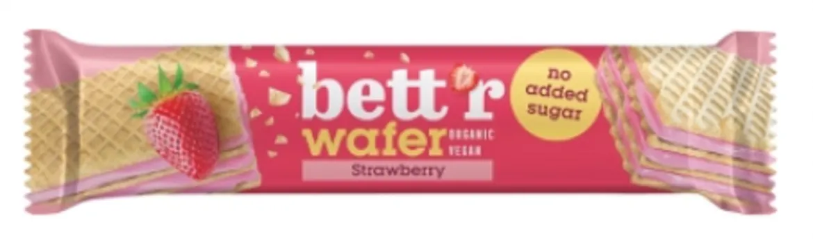 Wafelek z Kremem Orzechowo - Truskawkowym Bez Dodatku Cukrów BIO 30g Bett'r