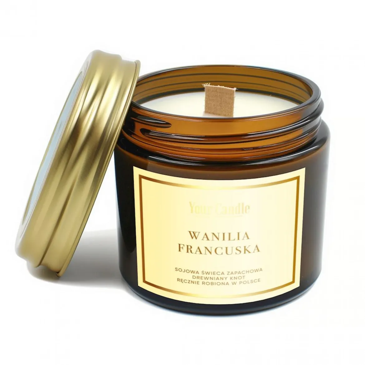 Świeca Sojowa Zapachowa z Drewnianym Knotem Wanilia Francuska 120ml Your Candle