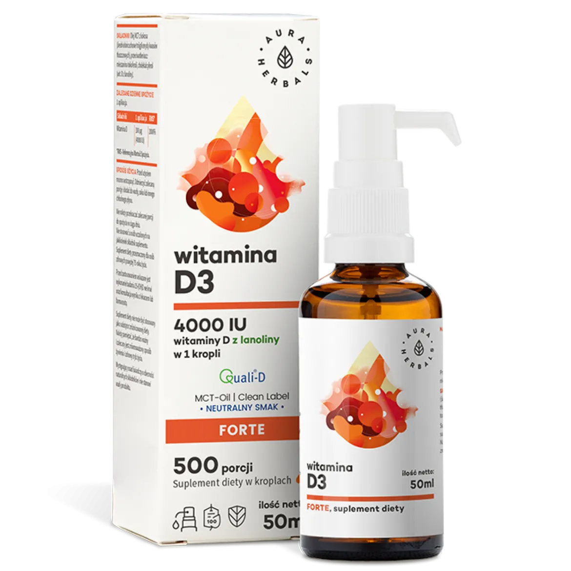 Witamina D3 FORTE 4000 IU 50ml Aura Herbals
