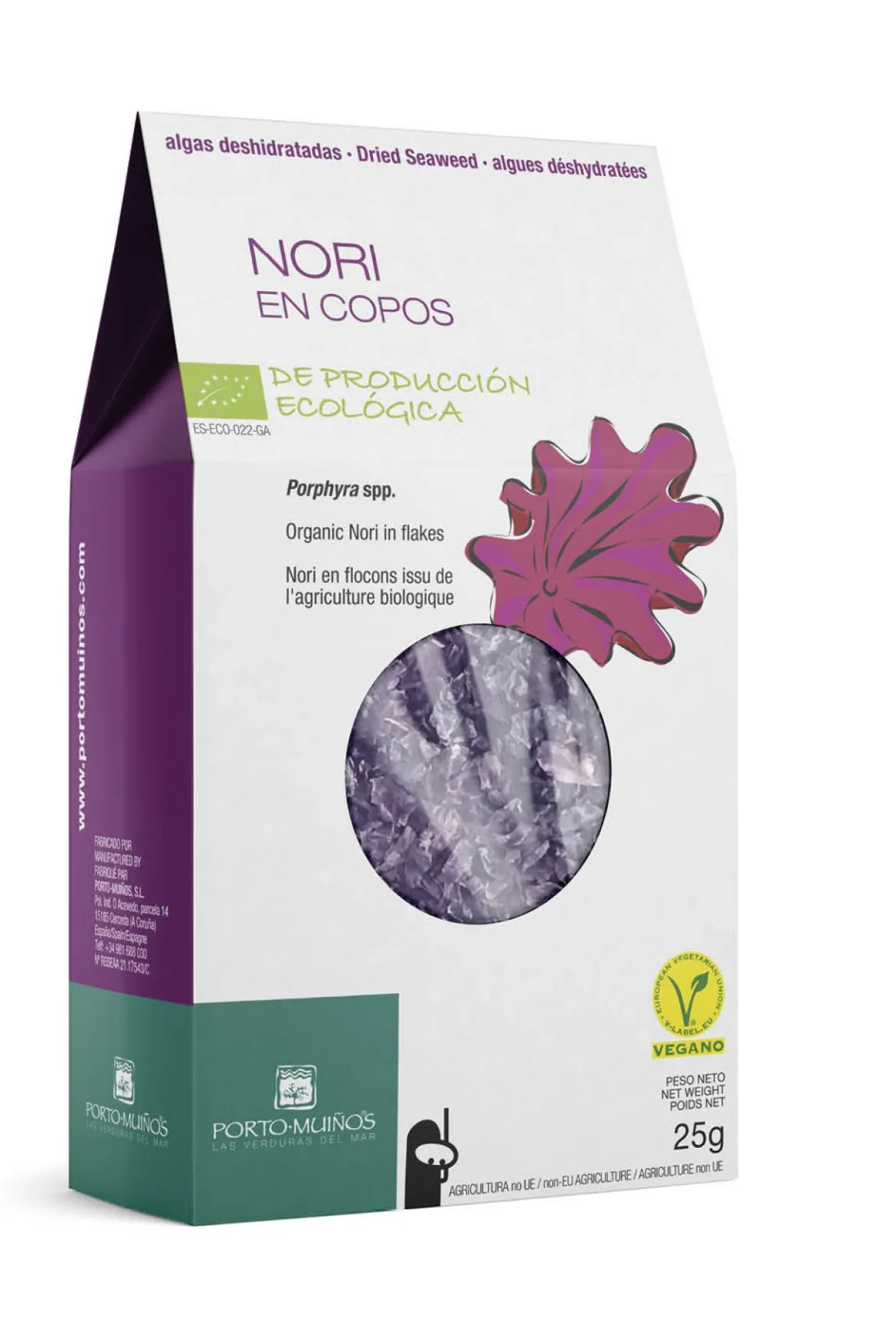 Wodorosty Nori suszone płatki BIO 25g Porto Muinos