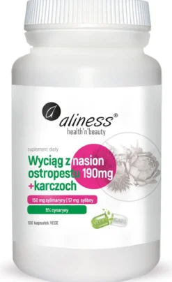 Wyciąg z nasion ostropestu 190mg+karczoch x 100 kapsułek Vege Aliness