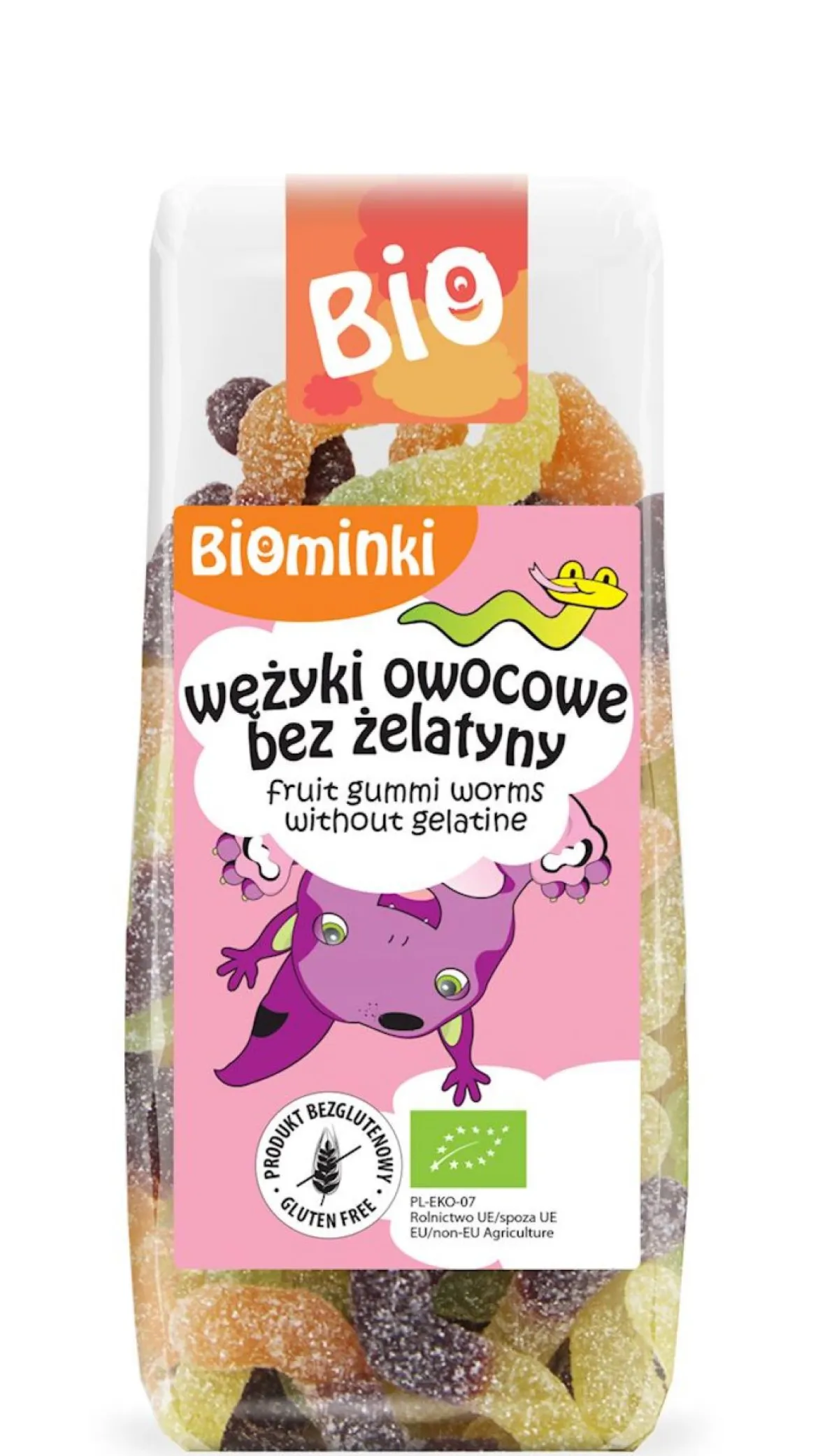 Wężyki bez żelatyny BIO 100g Biominki