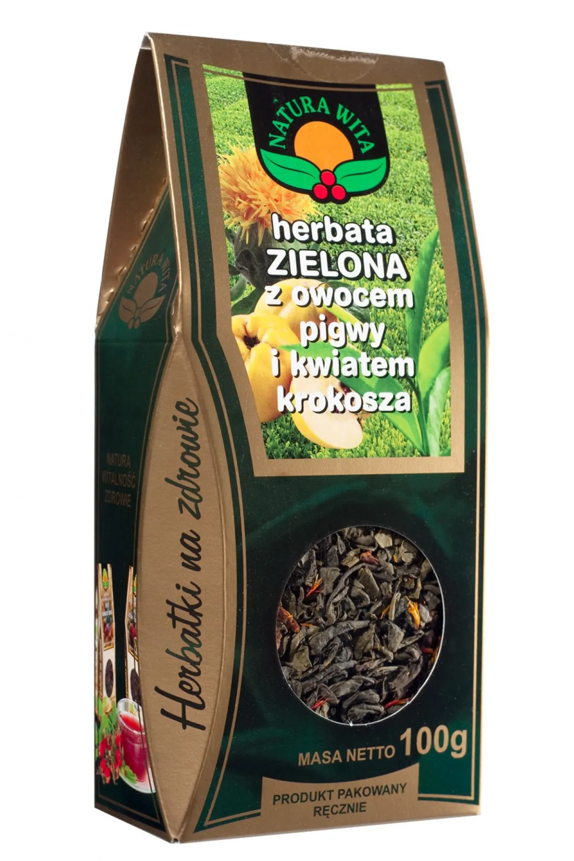 Zielona z owocem pigwy i kwiatem krokosza 100g Natura Wita